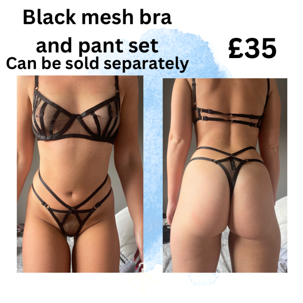 Black Mesh Bra And Pant Set