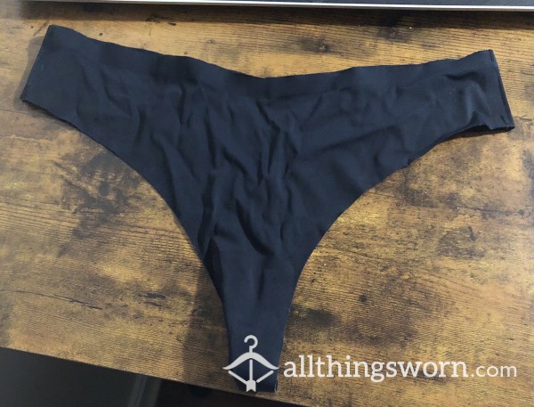 Black No Show Thong - Includes US Shipping & 24 Hr Wear - Medium