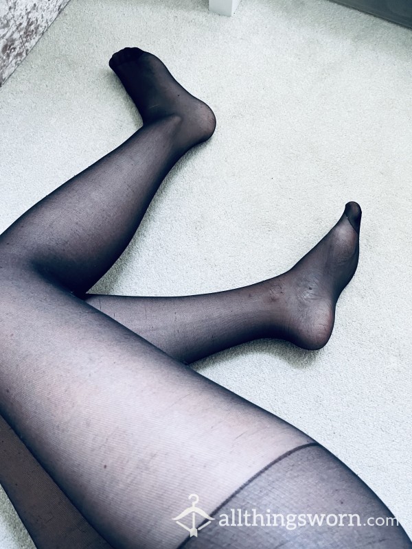 Black Opaque Tights. Worn.