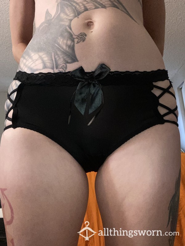 Black Partially See Through Panties.