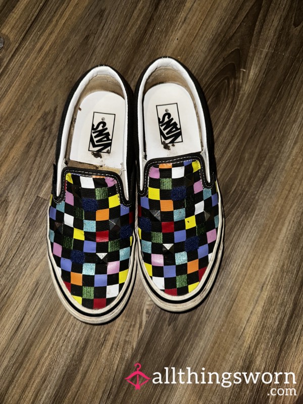 Black Rainbow Checkered Vans