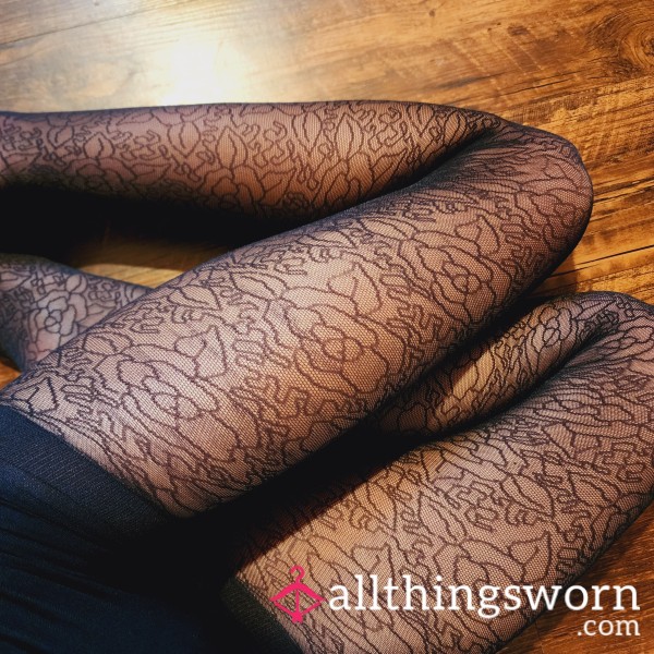 Black Rose Design Tights