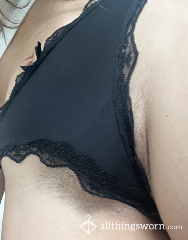 Black Satin & Lace Thong 😈