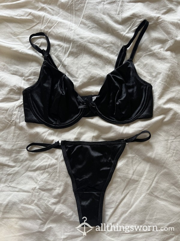 Black Satin Lingerie Set