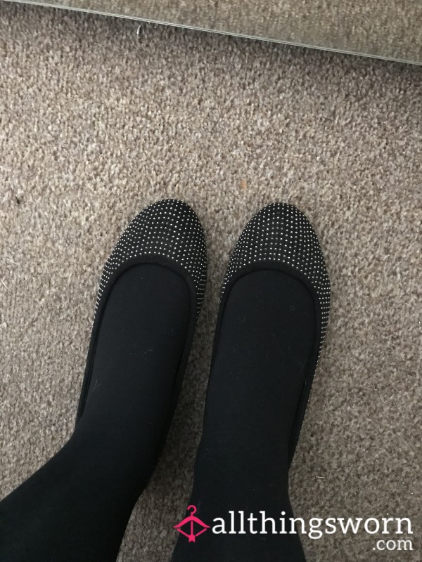 New Look Black Work Flats - Size 4