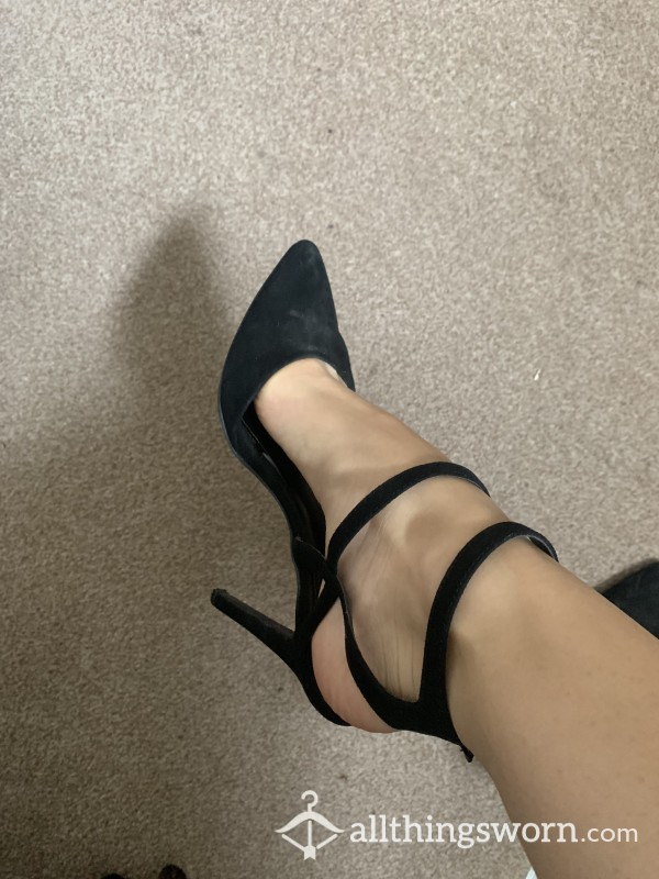 Black Stilettos, Size 7, Very Well Worn