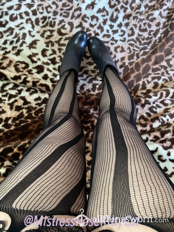 Black Striped Fishnet Tights 😈