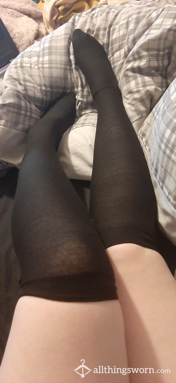 Black Thigh High Socks