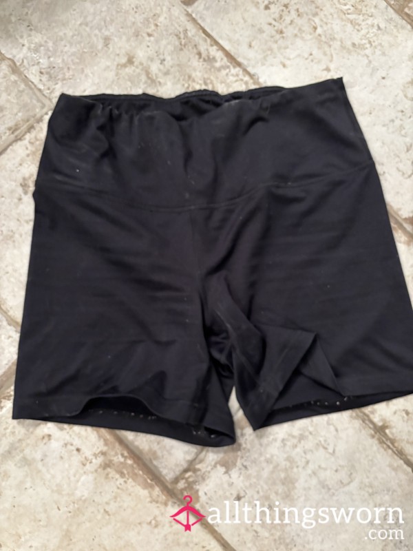 Black, Tight Spandex Gym Shorts! Well-worn!