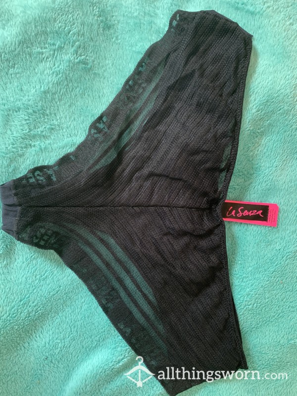 Black W/ Mesh Back Cheeky Panties (Medium)