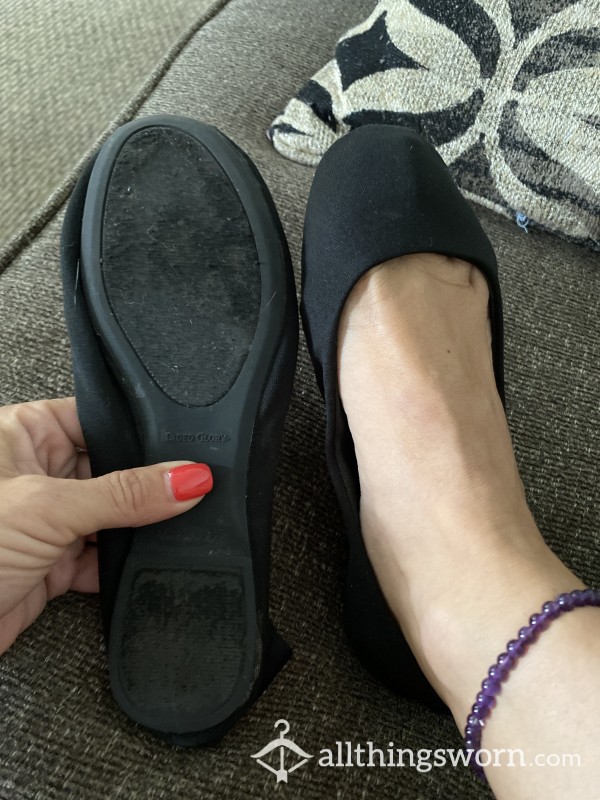 Black Well Worn Flats