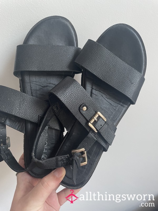 Black Well Worn Sandals