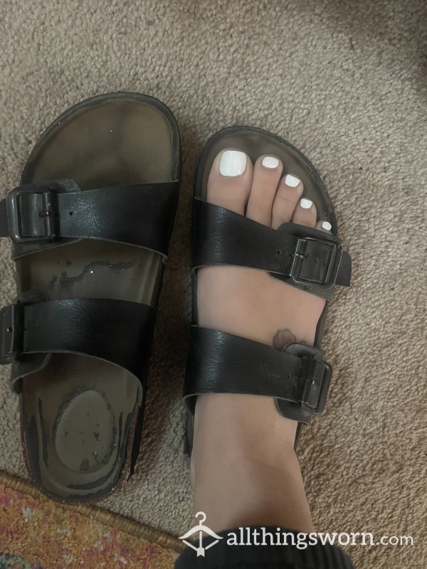 Black Well Worn Sandals