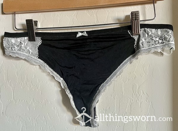 Black & White Satin Thong- Custom Order 🖤