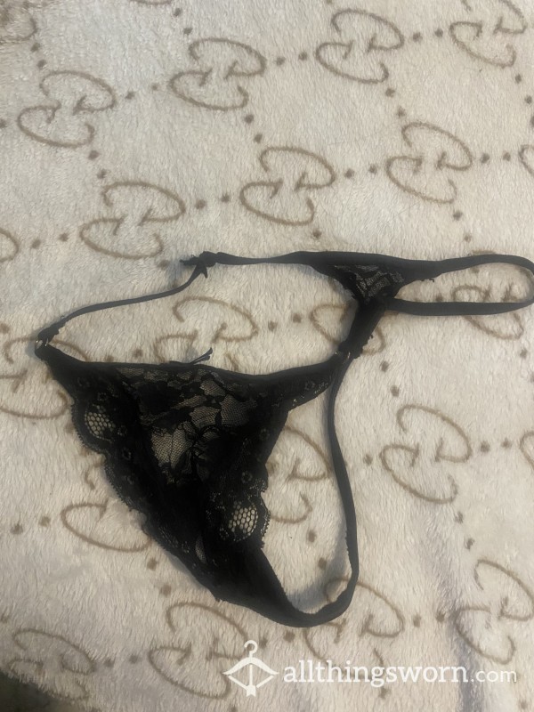 Black Worn Out Thong