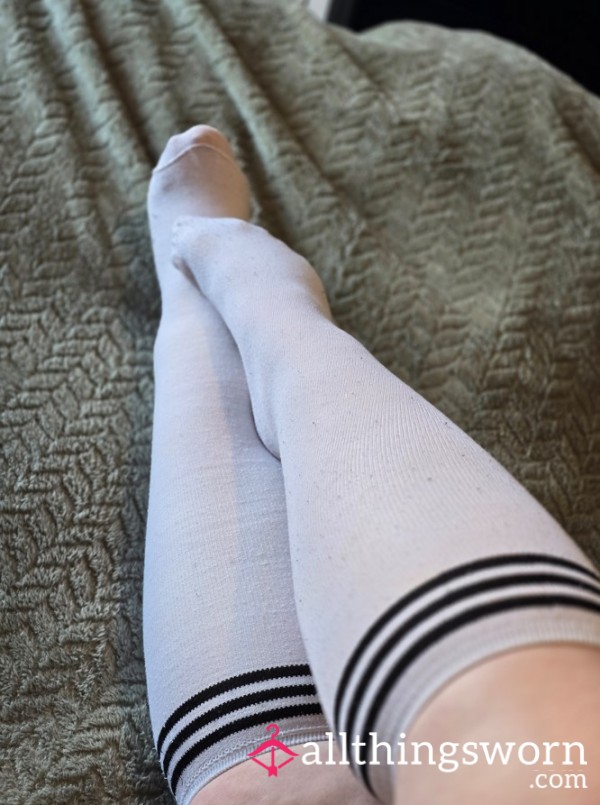 Blissful Knee High Socks With Wear And Tear 🖤 Cute And Toasty 🖤