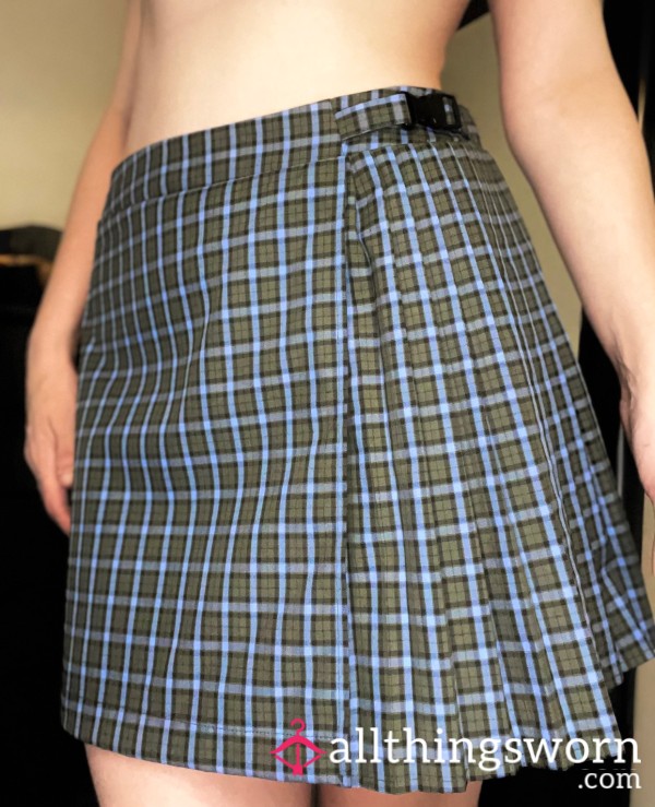 Blue And Green Schoolgirl Skirt