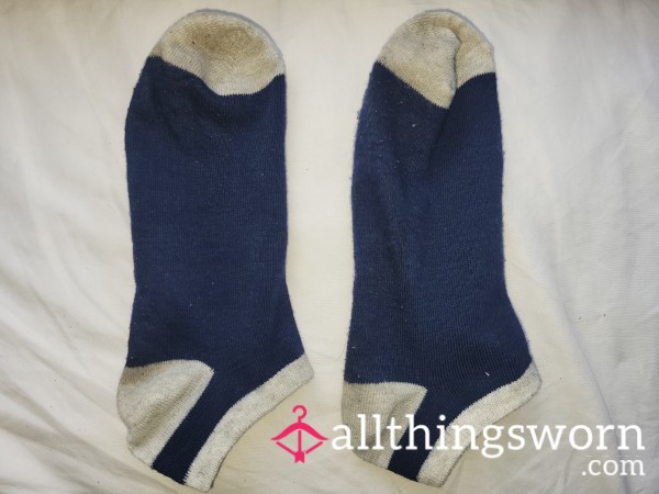 Blue And White Worn Socks