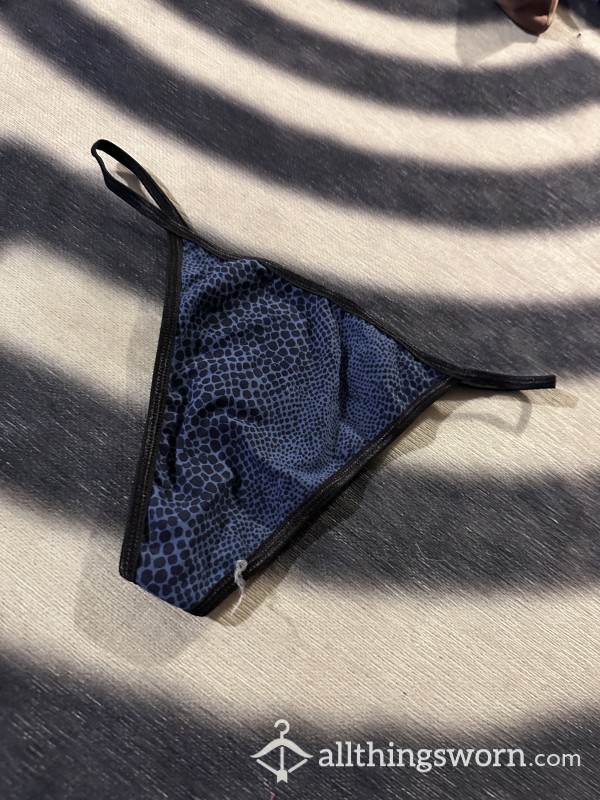 Blue & Black Snake Print Thong