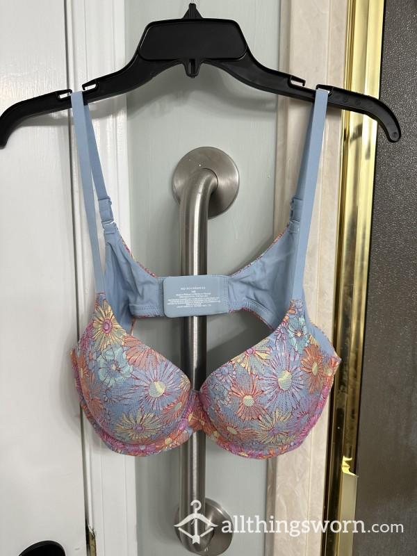 Blue Flor*l Push-up Bra