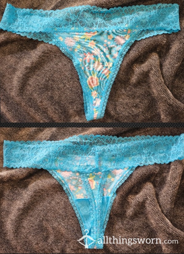 Blue Flower Thong