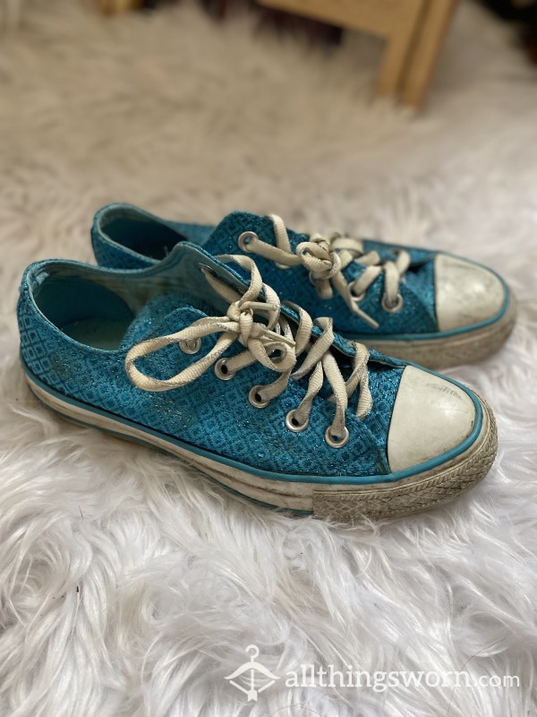 Blue Glitter Low Top Converse