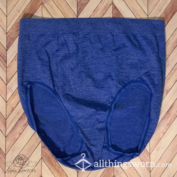 Blue High-Waisted Nylon Panties