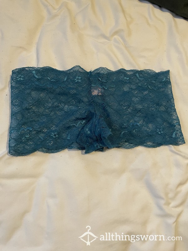 Blue Lace Boy Short Panties