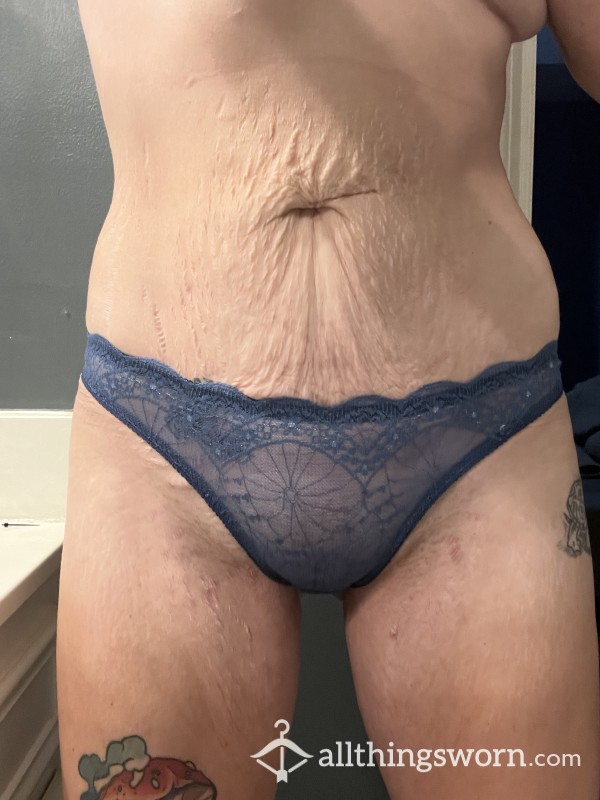 Blue Lace Thong