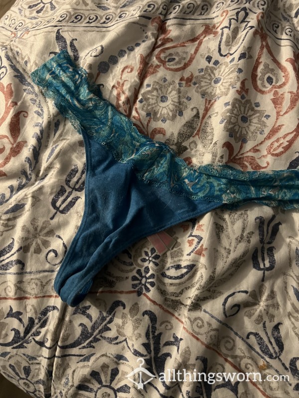 Blue Lace Thong