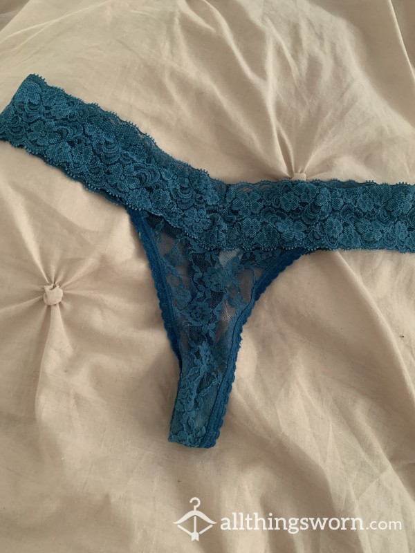 Blue Lacy Thong