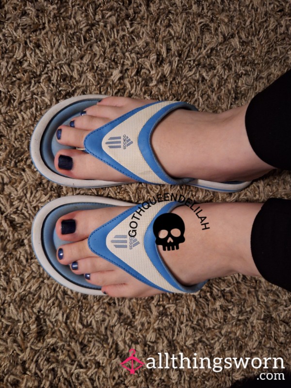 Blue Memory Foam Adidas Flip Flops