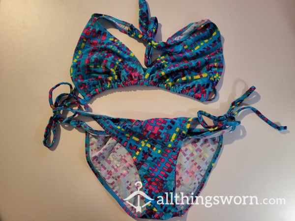 Blue Multi-colored Bikini