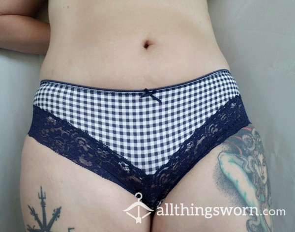 Blue Plaid Cotton With Lace Panties💕