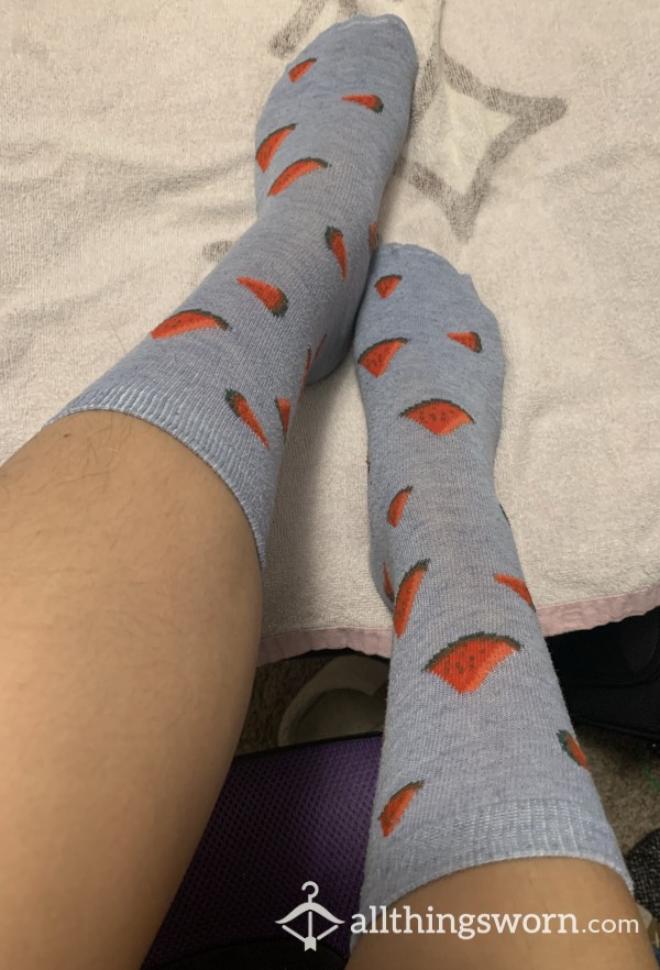 Blue Watermelon Crew Socks