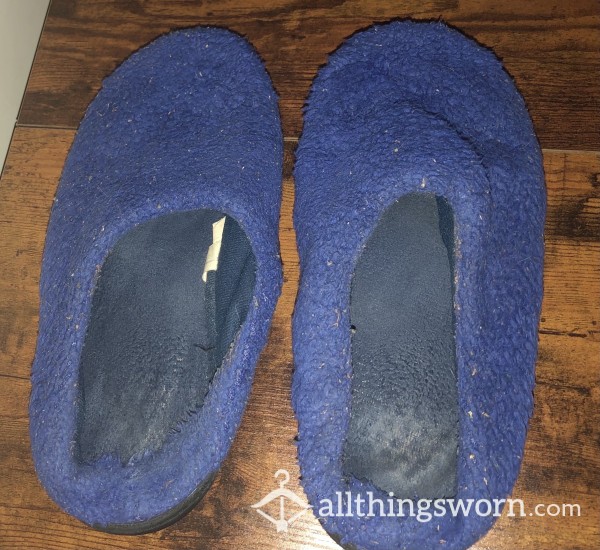 2+ Years Of Hard Wear - Includes US Shipping & 1 Week Custom Wear - Blue Slippers Size 8.5 - 9