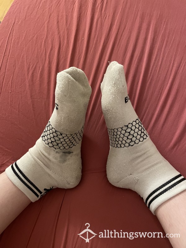 Bombas White Ankle Crew Socks