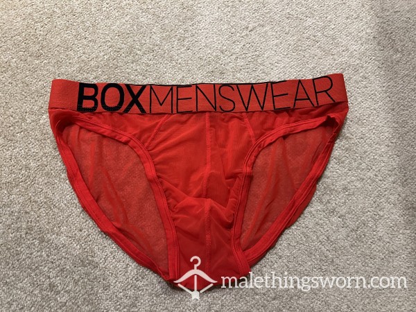 Box Mesh Red Briefs Medium