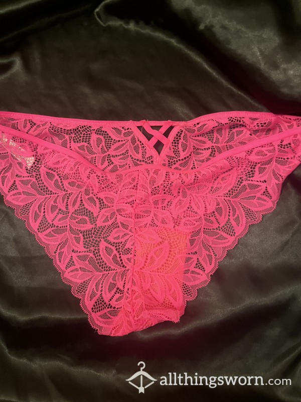 Bright Pink Flor*l Panties Worn To Liking.