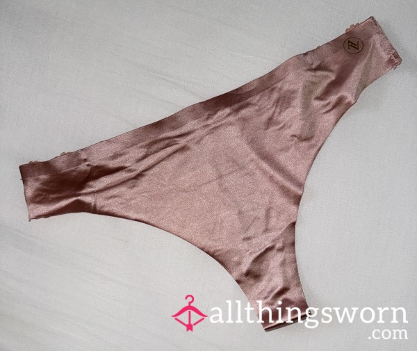 Brown Satin Thong - 24 Hours Wear And UK Delivery