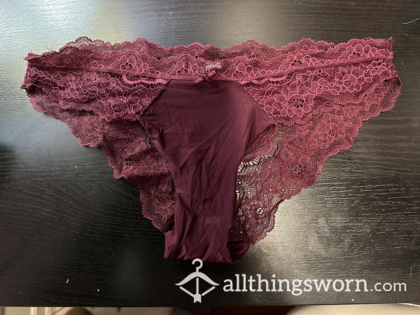 Burgundy Satin And Lace Bikini Victoria Secret Panties