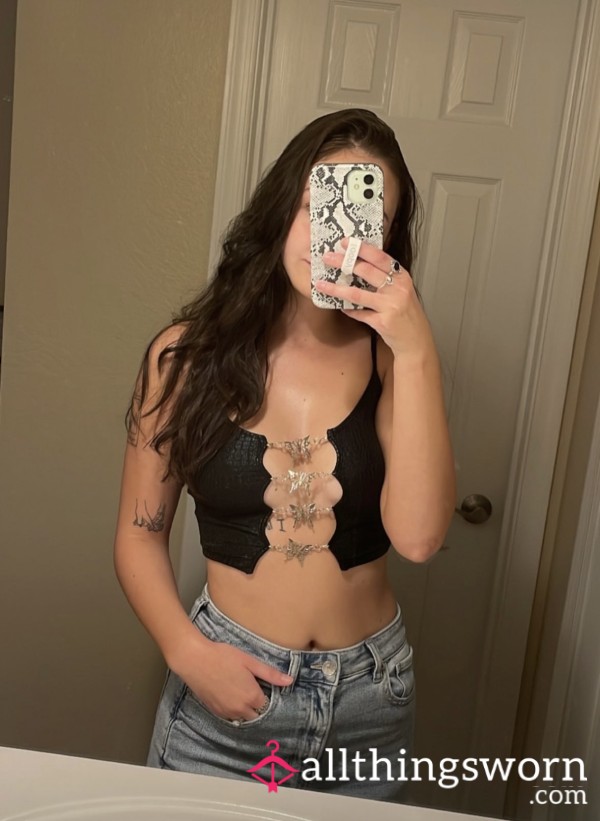 Bu*terfly Chain Linked Alligator Crop Top