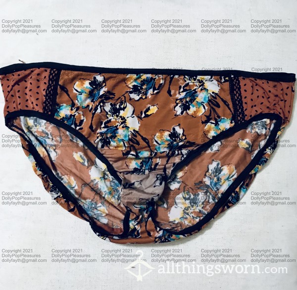 Cacique Flor*l Panties - Satin W/ Lace Trim - 5 Years Worn - Travel Nurse Panties