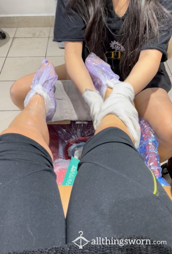 Calf Ma**age During Pedicure While My Feet Are In Paraffin