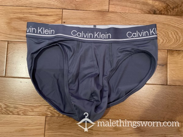 Calvin Klein Microfiber Tight Fitting Grey Hip Briefs (S) Ready To Be Customised For You!