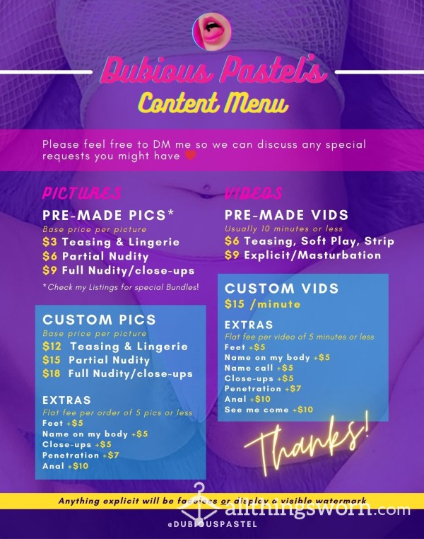 Check Out My Menu! 🥰