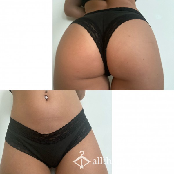 Cheeky Black Cotton And Lace Underwear