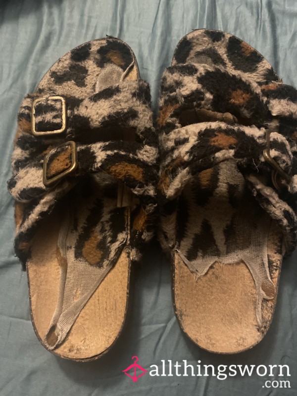 Cheetah Print VERY Worn & Stinky Slides!!