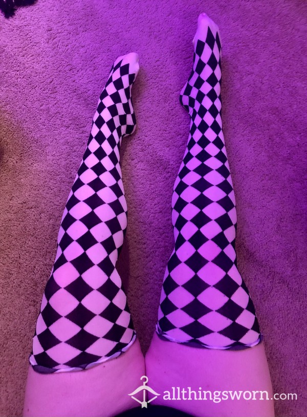 Circus Freak B&W Diamond Thigh High Tights