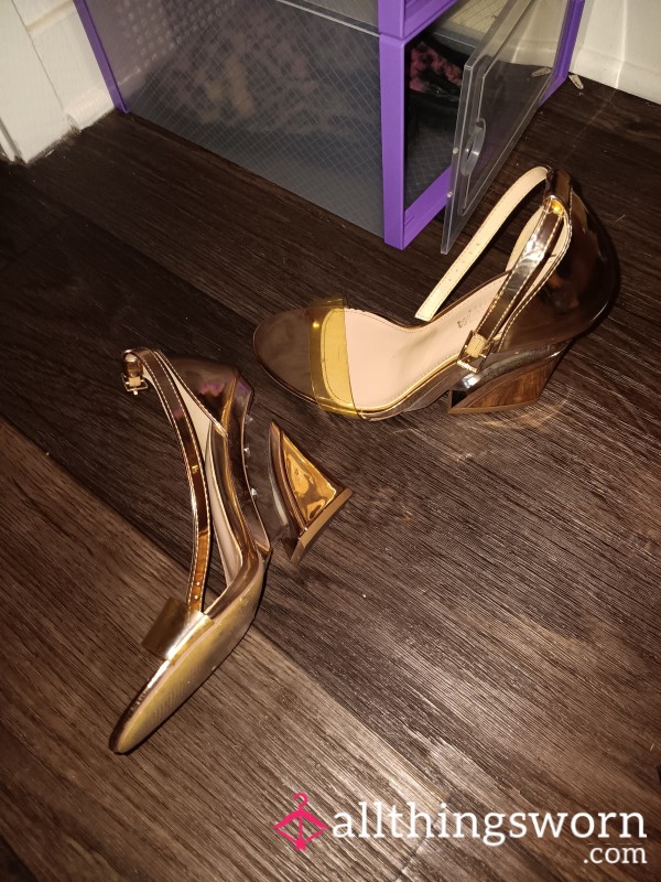 Clear Gold Wedge Heel